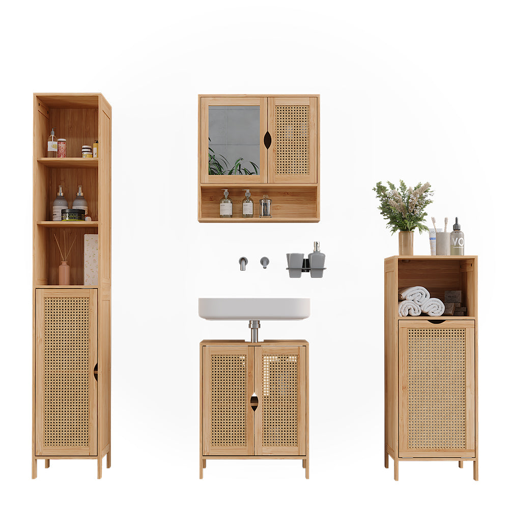 Vicco Set di mobili da bagno Bambù 4 parti