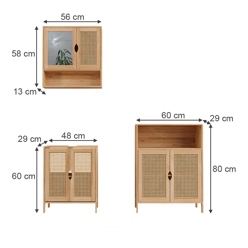 Vicco Set di mobili da bagno Bambù 3 parti