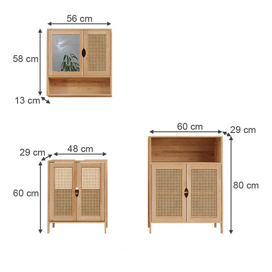 Vicco Set di mobili da bagno Bambù 3 parti
