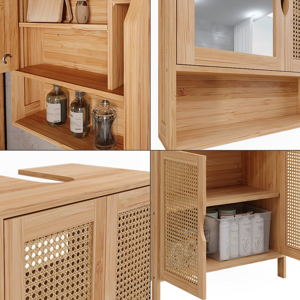 Vicco Set di mobili da bagno Bambù 3 parti