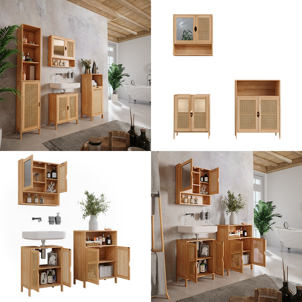 Vicco Set di mobili da bagno Bambù 3 parti