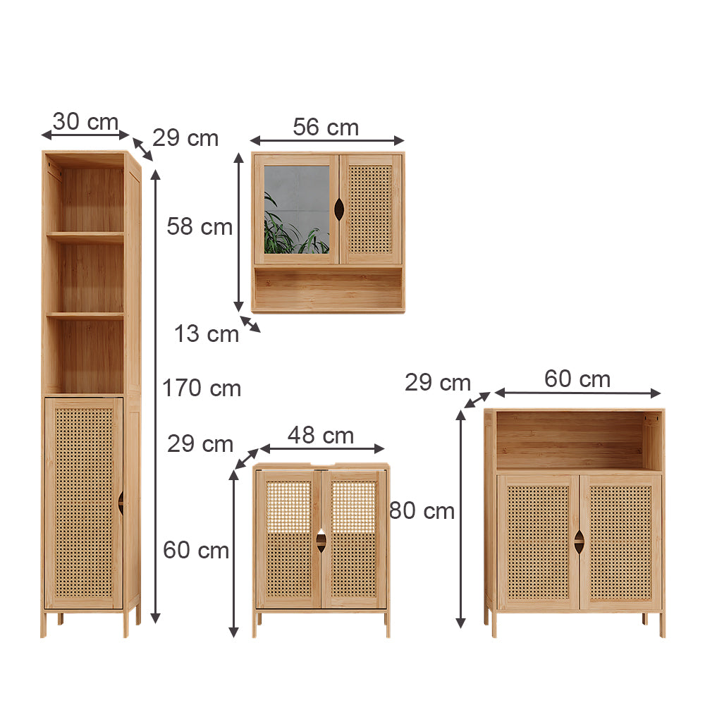 Vicco Set di mobili da bagno Bambù 4 parti