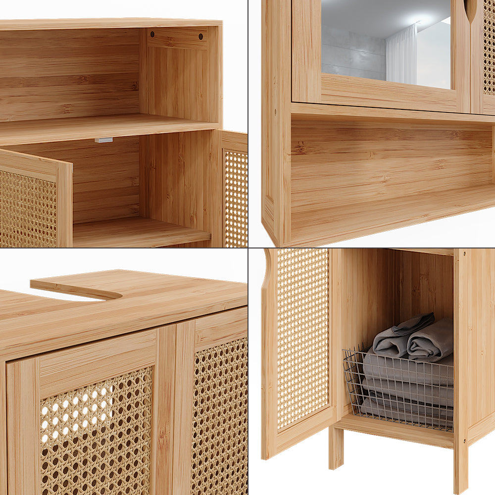 Vicco Set di mobili da bagno Bambù 4 parti