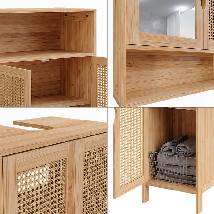 Vicco Set di mobili da bagno Bambù 4 parti