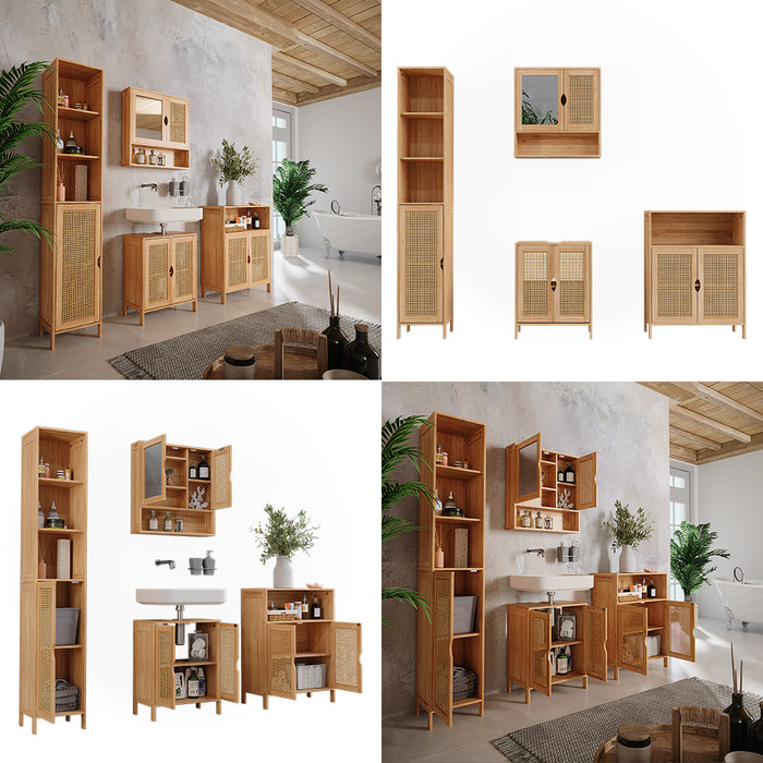 Vicco Set di mobili da bagno Bambù 4 parti