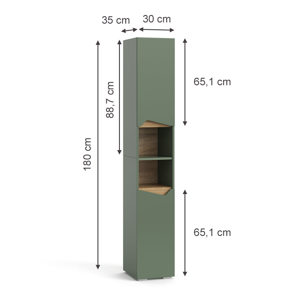 Vicco  Verde/Artigianale 30 x 180 cm Con porte e vani aperti