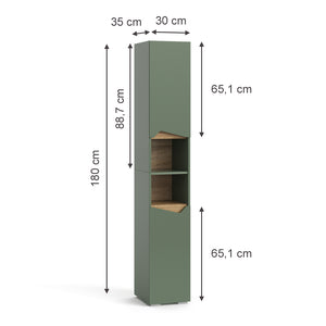 Vicco  Verde/Artigianale 30 x 180 cm Con porte e vani aperti