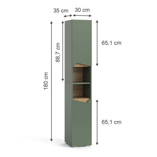 Vicco  Verde/Artigianale 30 x 180 cm Con porte e vani aperti