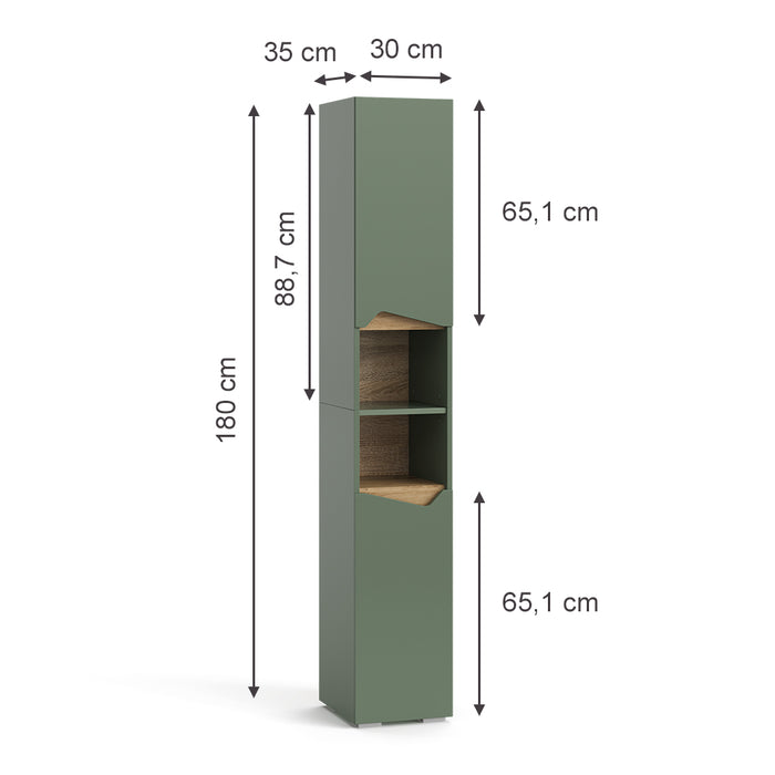 Vicco  Verde/Artigianale 30 x 180 cm Con porte e vani aperti