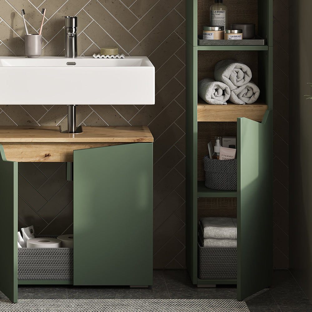 Vicco  Verde/Artigianale 30 x 180 cm Con porte e vani aperti