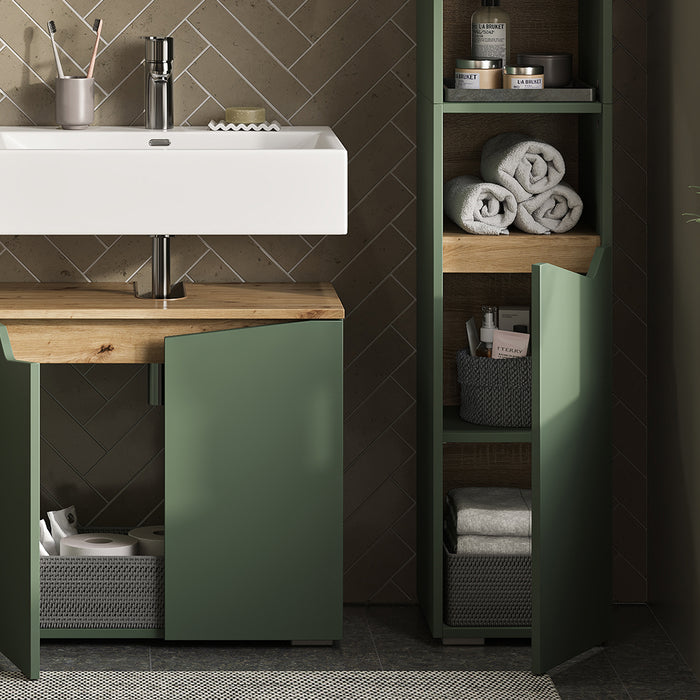 Vicco  Verde/Artigianale 30 x 180 cm Con porte e vani aperti