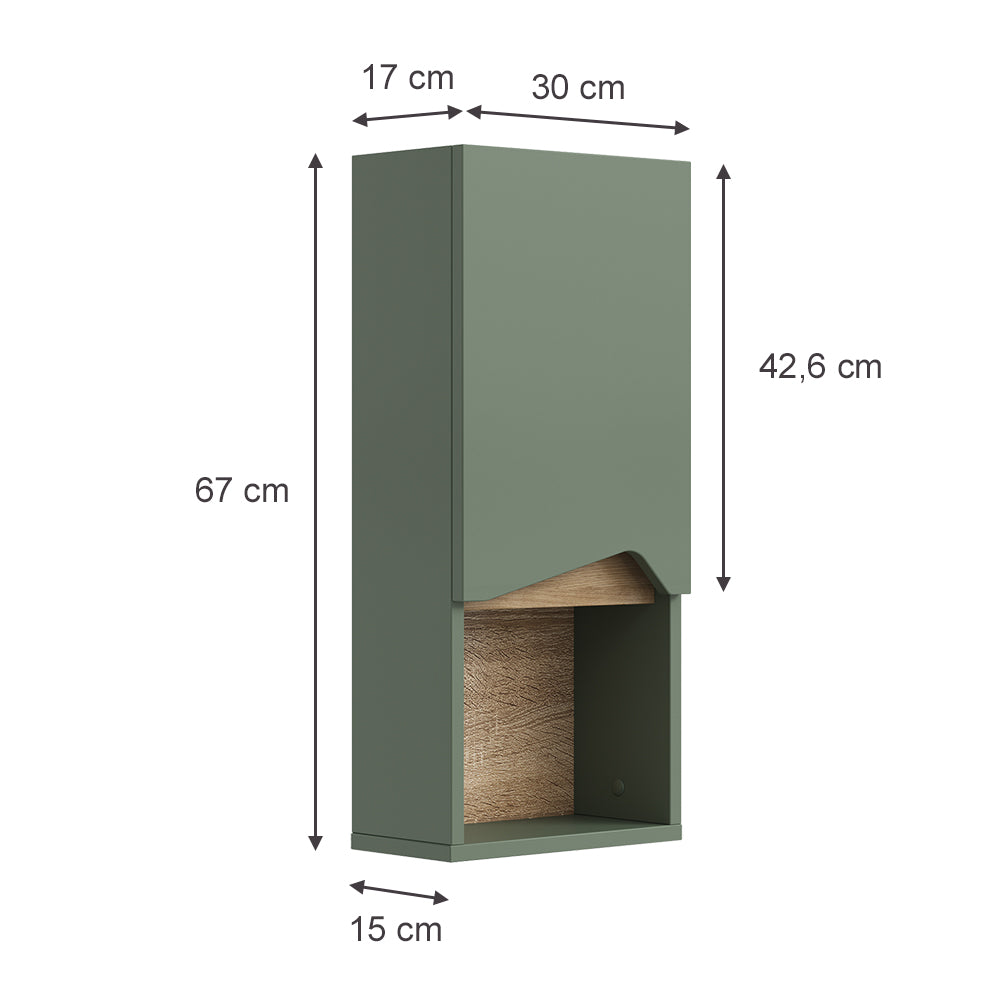Vicco  Verde/Artigianale 30 x 67 cm con porta e vano aperto