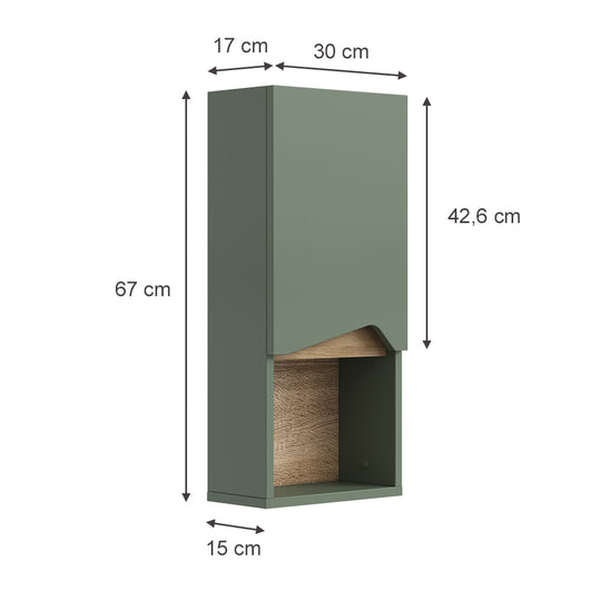 Vicco  Verde/Artigianale 30 x 67 cm con porta e vano aperto