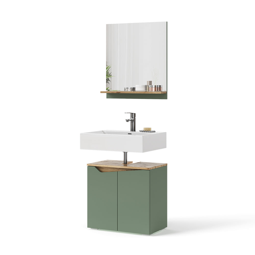 Vicco Set di mobili da bagno Verde/Artigianale 2 parti