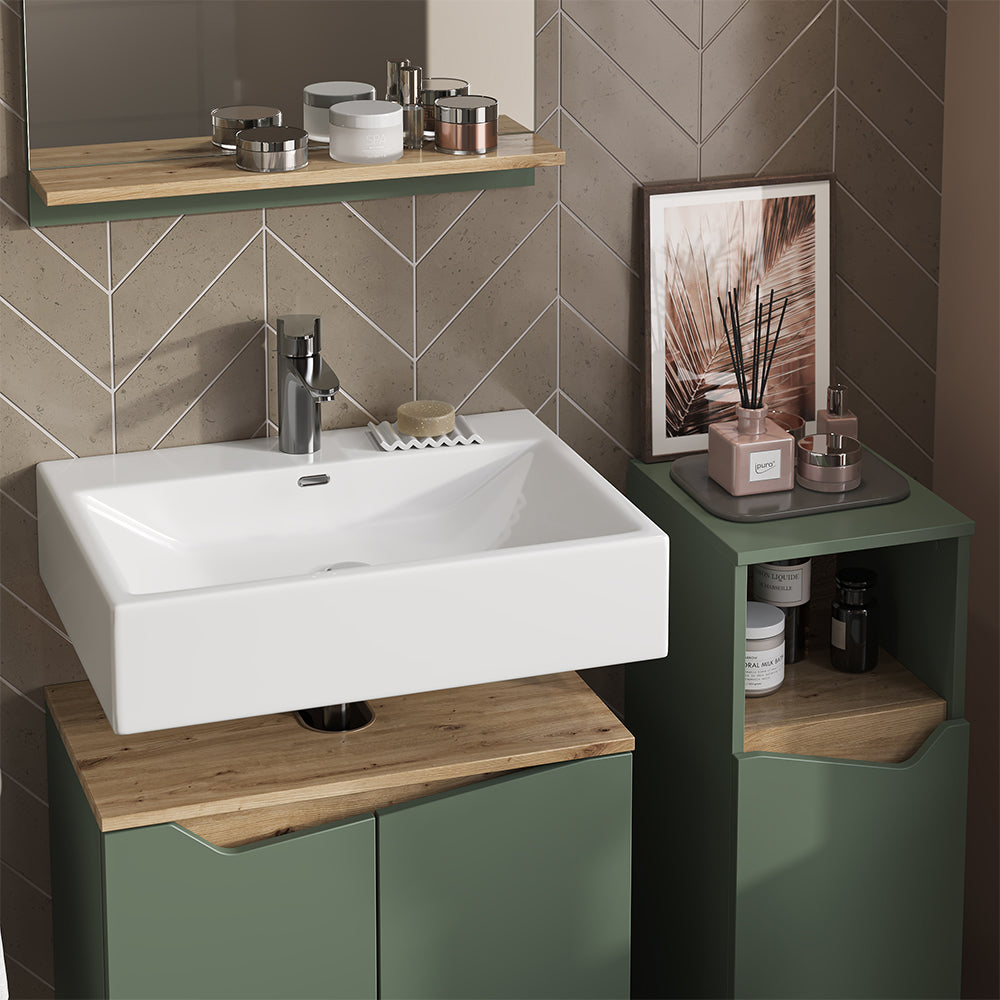 Vicco Set di mobili da bagno Verde/Artigianale 3 pezzi, con cabinet midi