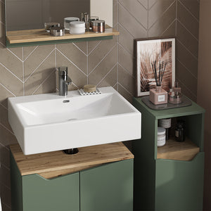 Vicco Set di mobili da bagno Verde/Artigianale 3 pezzi, con cabinet midi