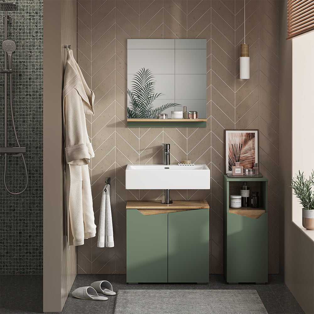 Vicco Set di mobili da bagno Verde/Artigianale 3 pezzi, con cabinet midi