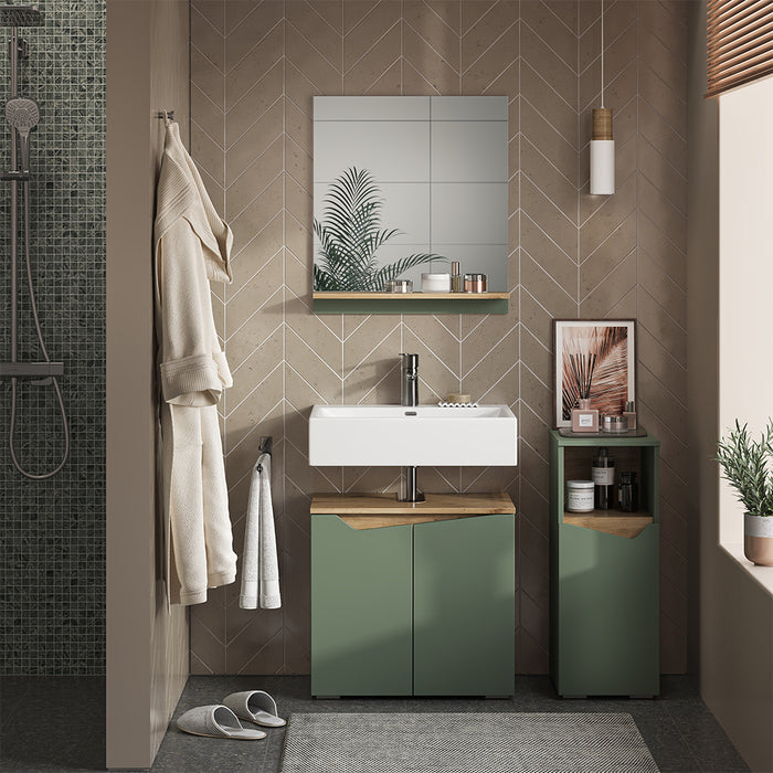 Vicco Set di mobili da bagno Verde/Artigianale 3 pezzi, con cabinet midi