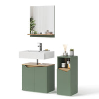Vicco Set di mobili da bagno Verde/Artigianale 3 pezzi, con cabinet midi