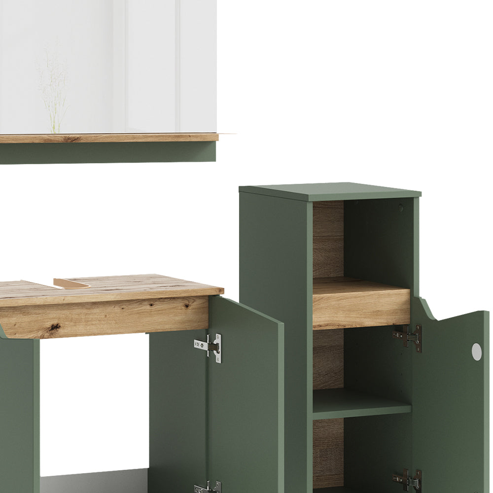 Vicco Set di mobili da bagno Verde/Artigianale 3 pezzi, con cabinet midi