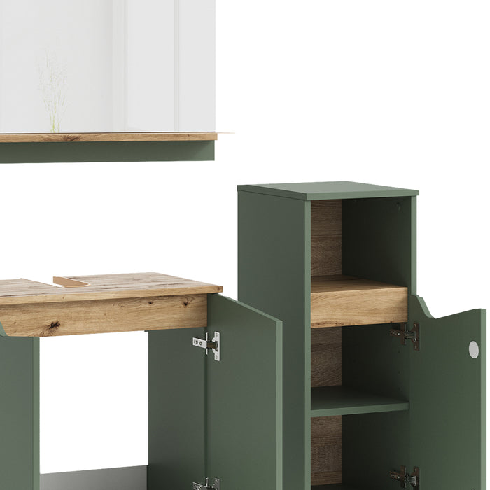 Vicco Set di mobili da bagno Verde/Artigianale 3 pezzi, con cabinet midi