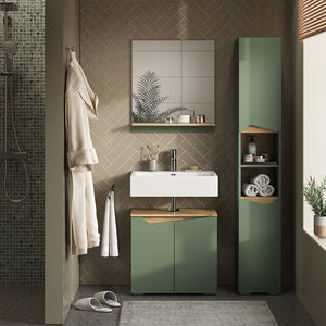 Vicco Set di mobili da bagno Verde/Artigianale 3 parti, con colonna
