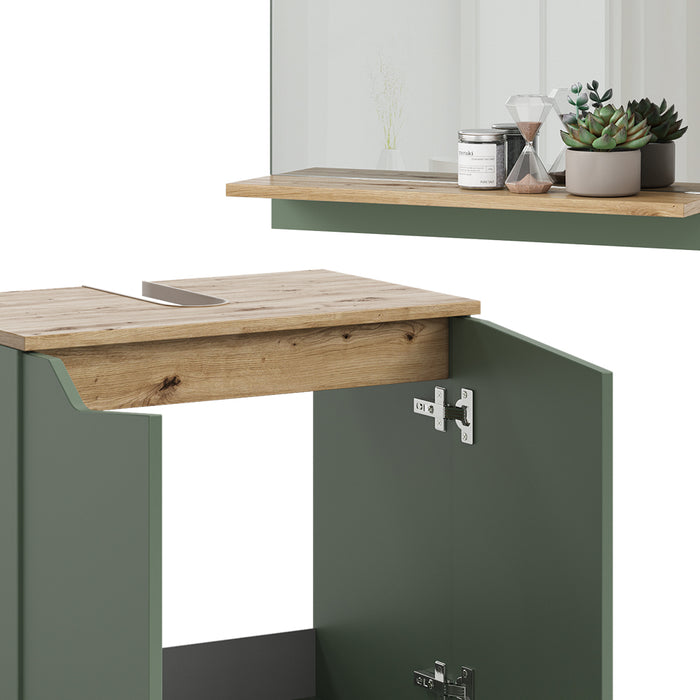 Vicco Set di mobili da bagno Verde/Artigianale 3 parti, con colonna