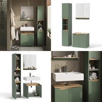 Vicco Set di mobili da bagno Verde/Artigianale 3 parti, con colonna