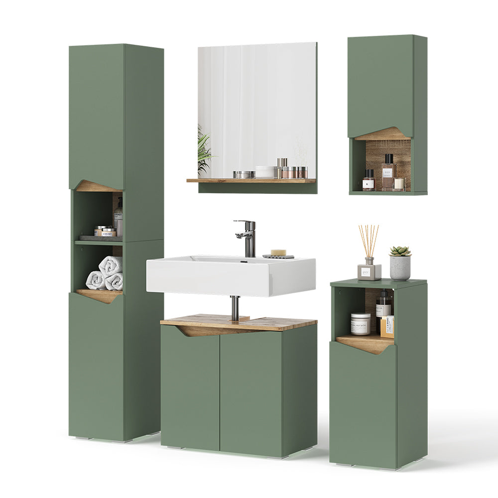 Vicco Set di mobili da bagno Verde/Artigianale 5 Teile