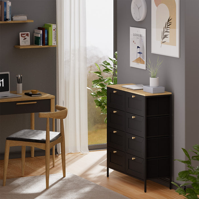 Vicco Tavolino Nero 80 x 95 cm con 8 cassetti