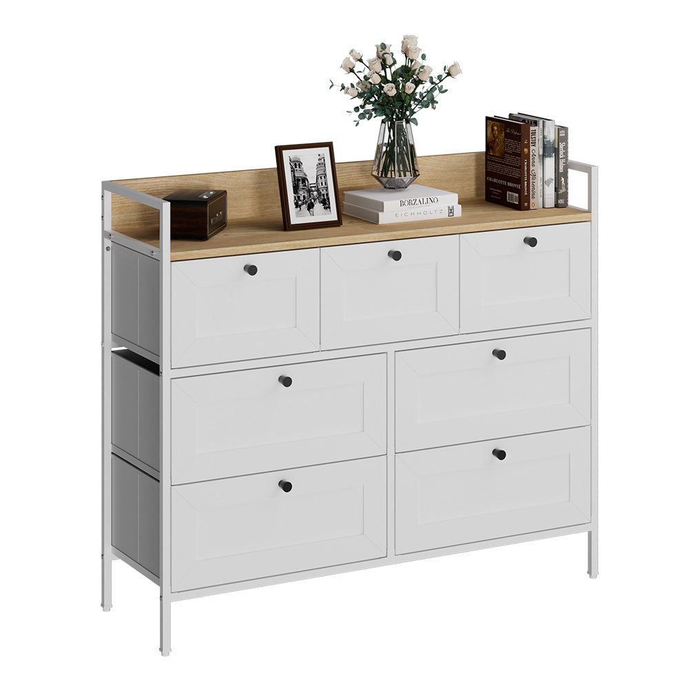 Vicco Tavolino Bianco 98 x 85 cm con 7 cassetti