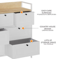 Vicco Tavolino Bianco 98 x 85 cm con 7 cassetti