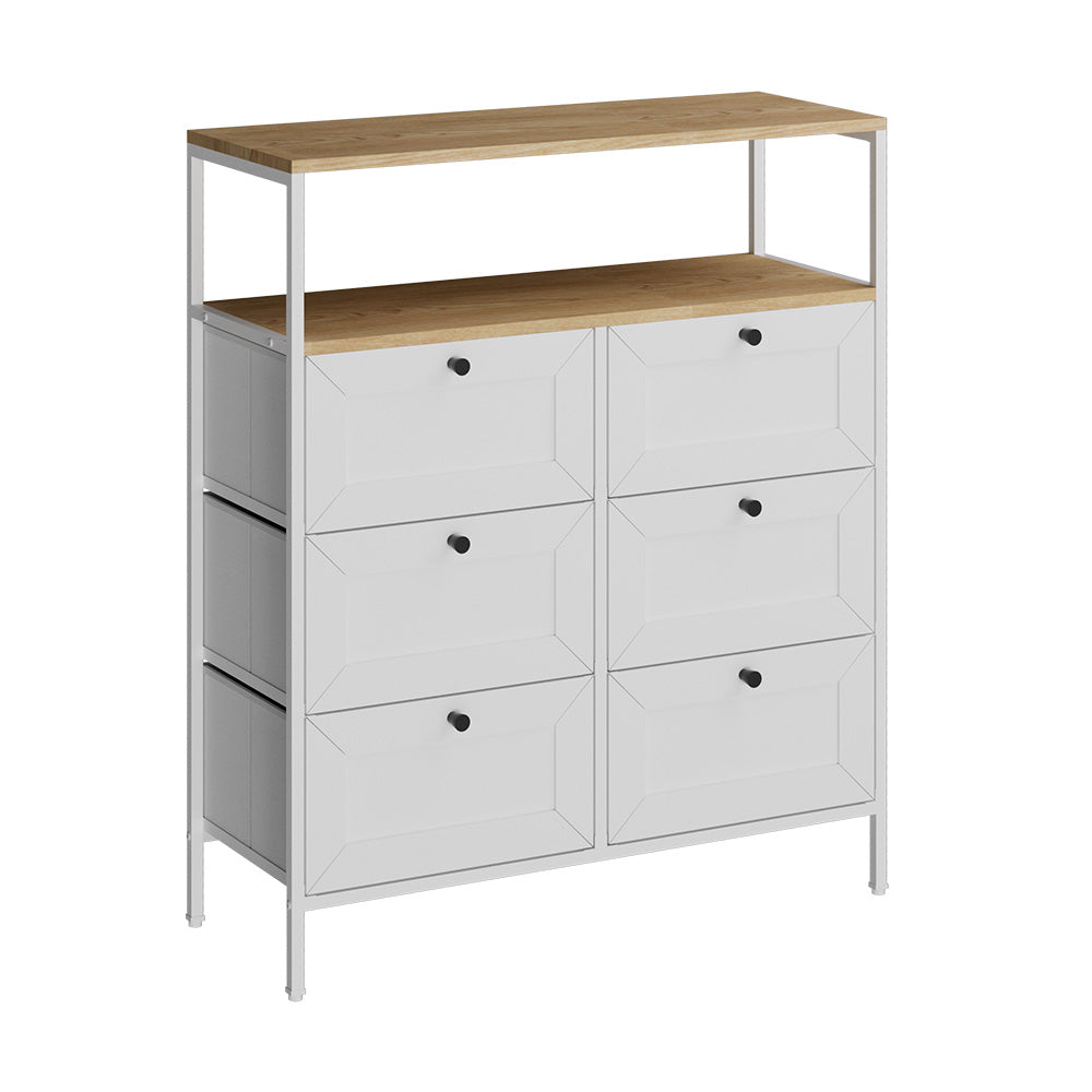 Vicco Tavolino Bianco 80 x 95 cm 6 cassetti