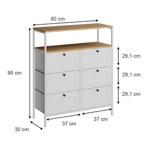 Vicco Tavolino Bianco 80 x 95 cm 6 cassetti