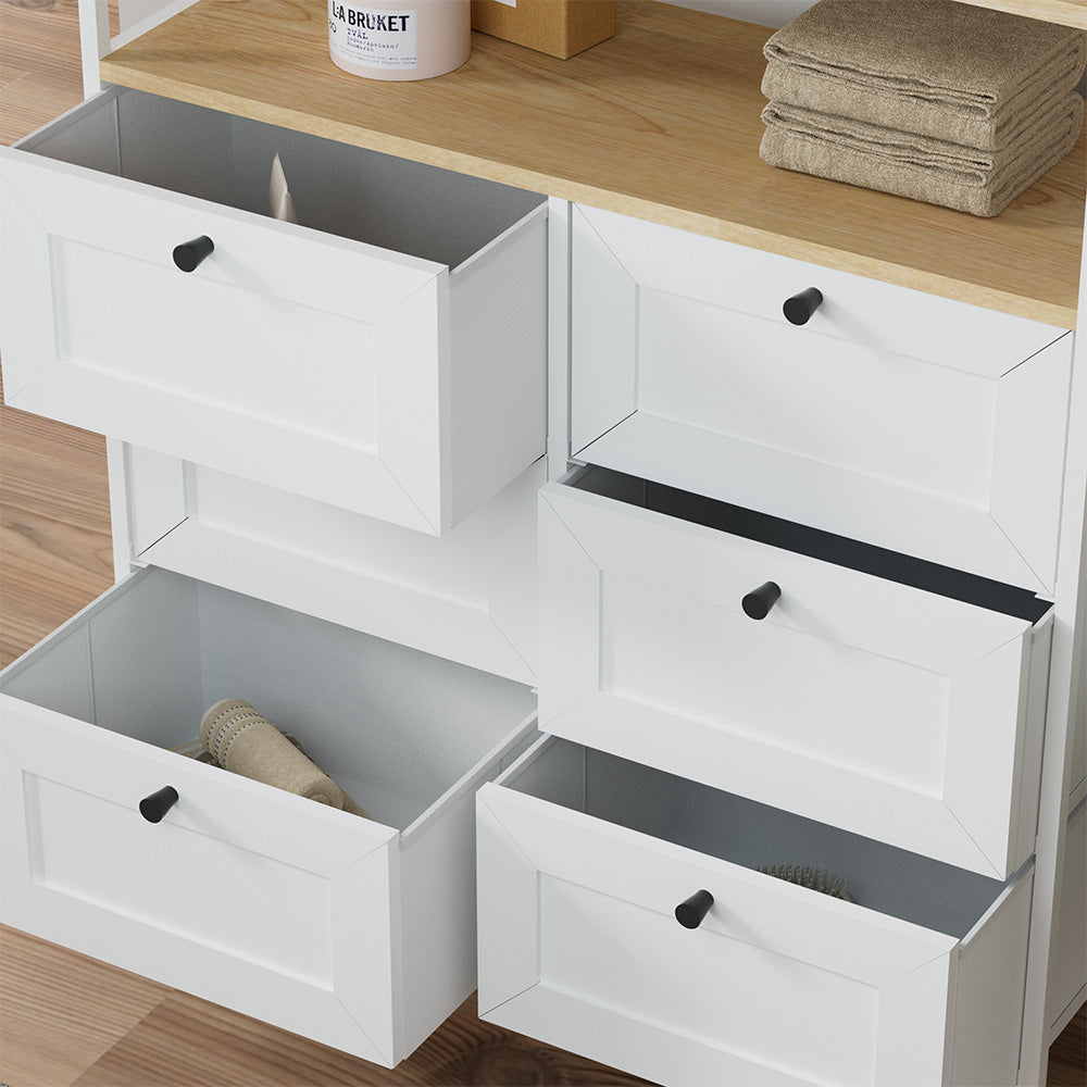 Vicco Tavolino Bianco 80 x 95 cm 6 cassetti