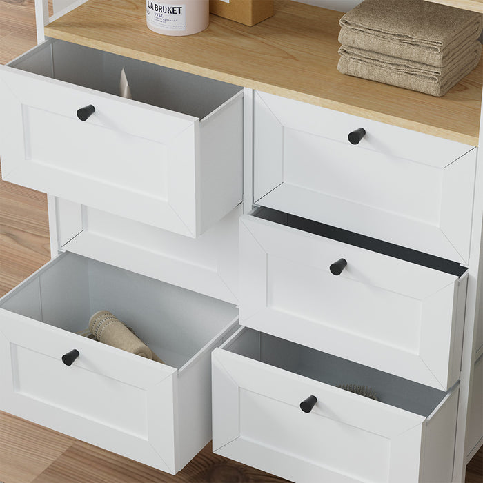 Vicco Tavolino Bianco 80 x 95 cm 6 cassetti