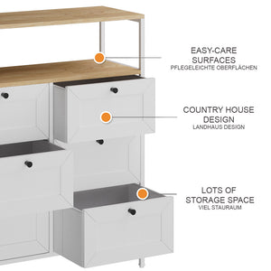 Vicco Tavolino Bianco 80 x 95 cm 6 cassetti