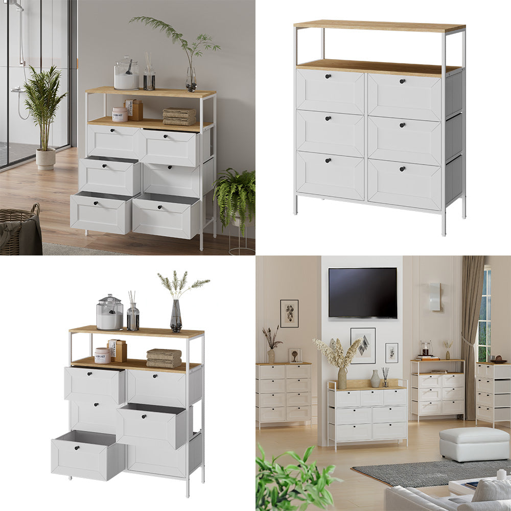 Vicco Tavolino Bianco 80 x 95 cm 6 cassetti