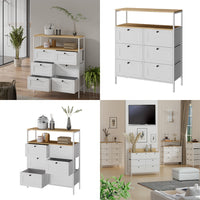 Vicco Tavolino Bianco 80 x 95 cm 6 cassetti