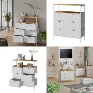 Vicco Tavolino Bianco 80 x 95 cm 6 cassetti