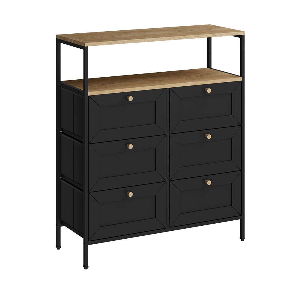 Vicco Tavolino Nero 80 x 95 cm con 6 cassetti