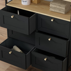 Vicco Tavolino Nero 80 x 95 cm con 6 cassetti