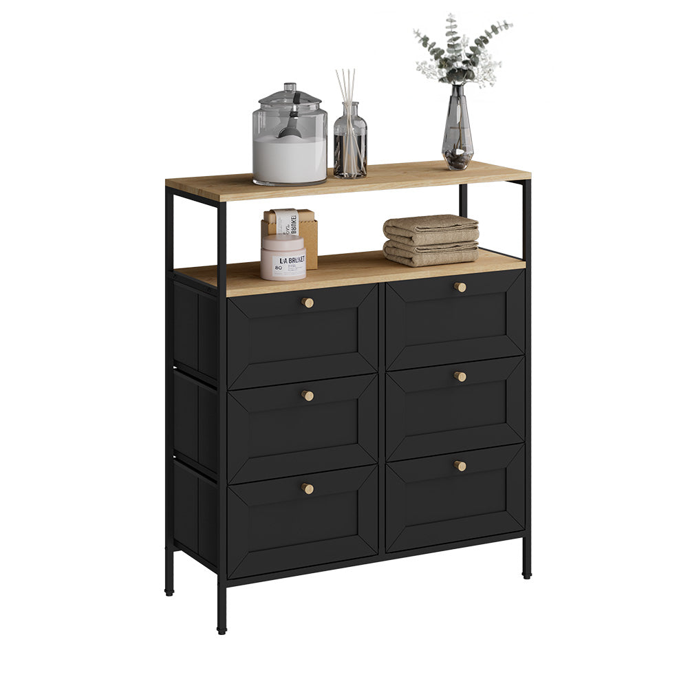 Vicco Tavolino Nero 80 x 95 cm con 6 cassetti