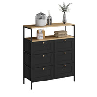 Vicco Tavolino Nero 80 x 95 cm con 6 cassetti