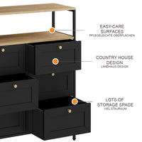 Vicco Tavolino Nero 80 x 95 cm con 6 cassetti