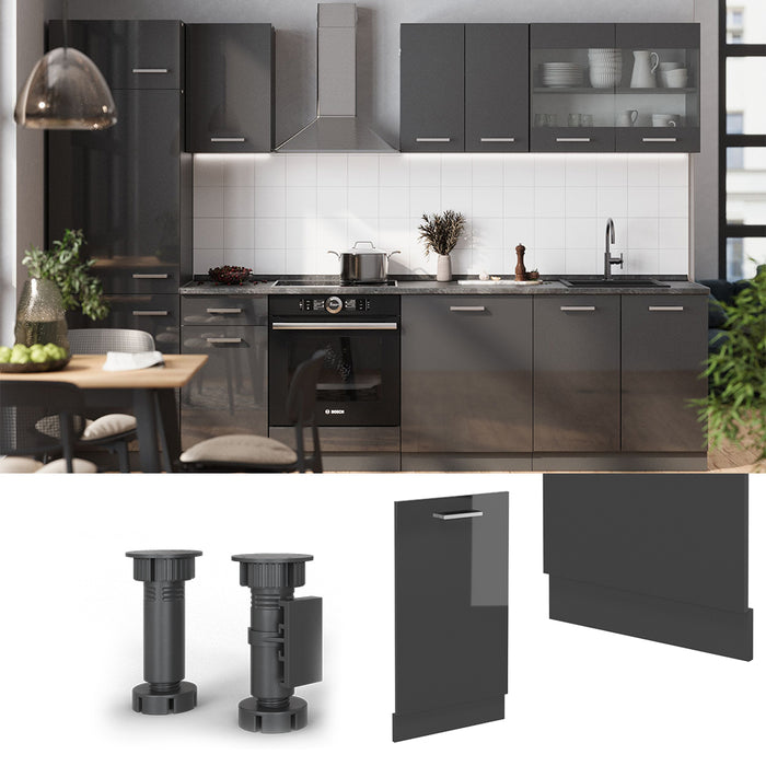 Vicco Coperchio per lavastoviglie Antracite lucido 45 cm senza piano di lavoro