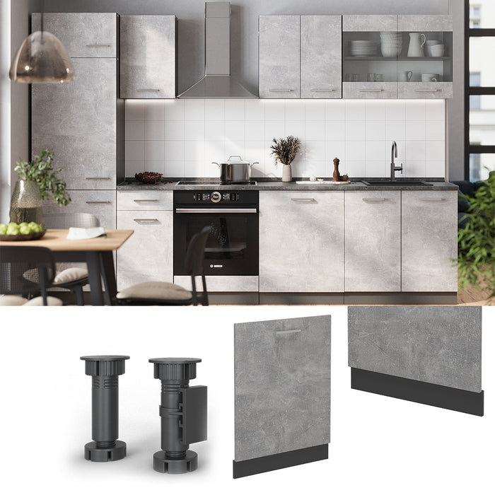 Vicco Coperchio per lavastoviglie Calcestruzzo 60 cm , PL Rovere