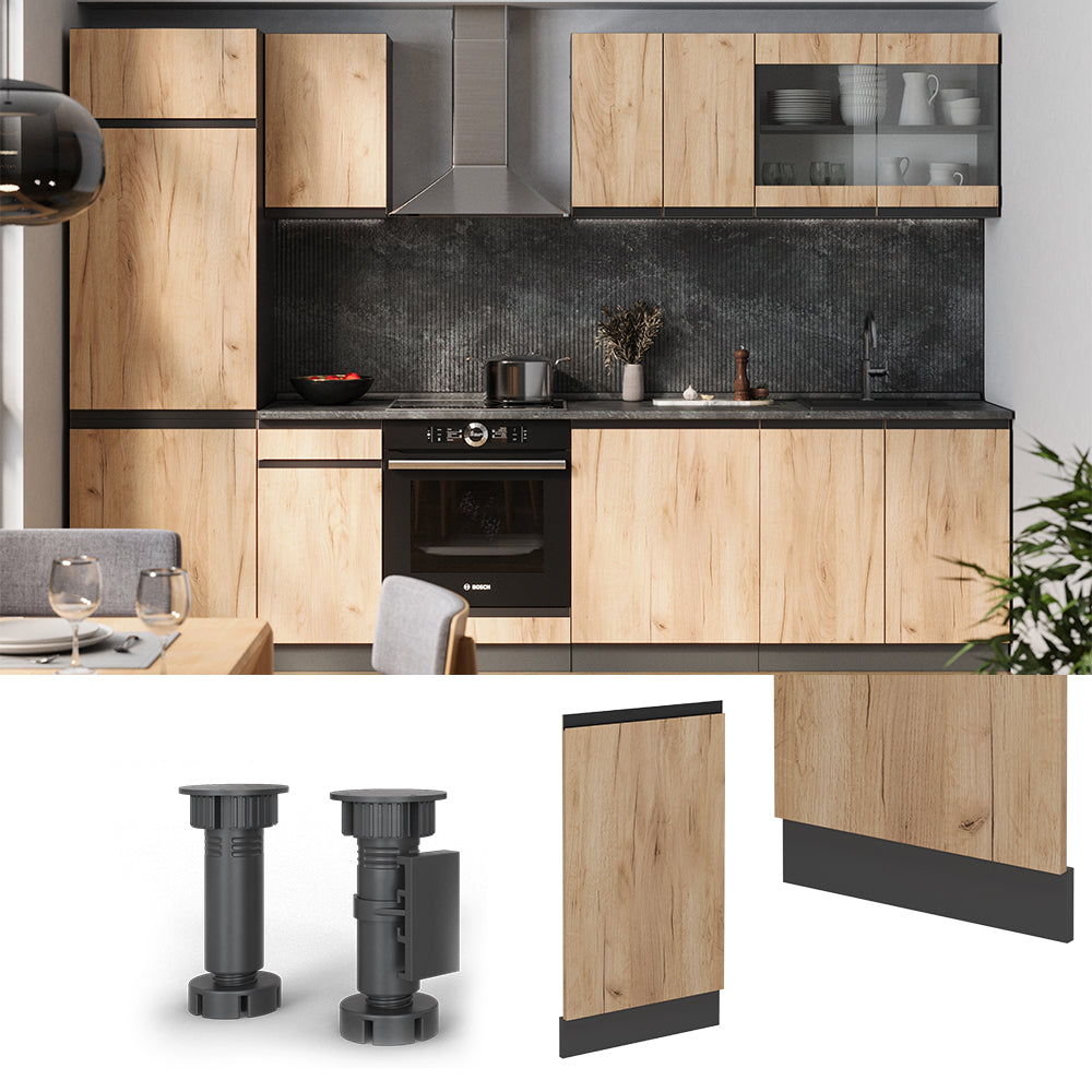 Vicco Pannello frontale della lavastoviglie Quercia dorata 45 cm senza piano di lavoro