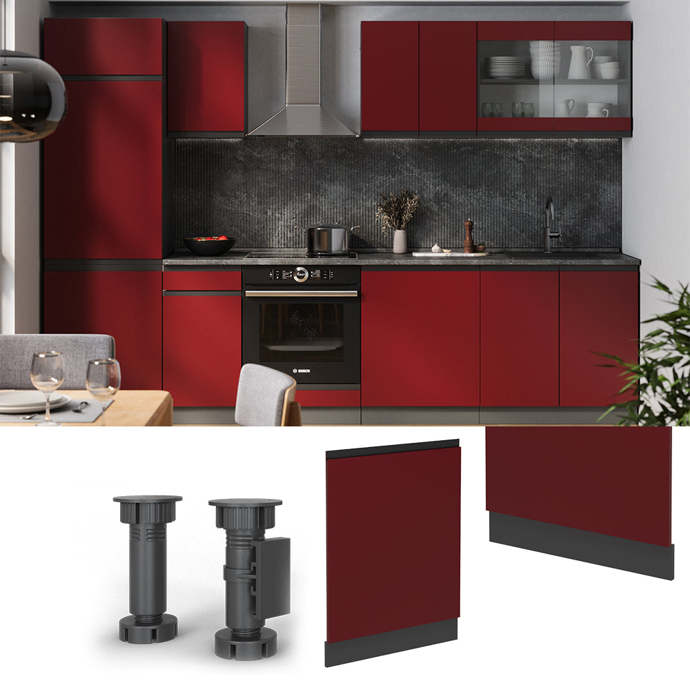 Vicco Pannello frontale della lavastoviglie Rosso 60 cm , PL Rovere