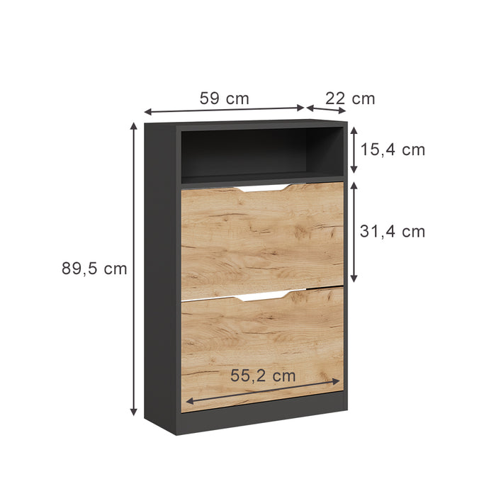 Vicco  Antracite/quercia dorata 22 x 89.5 cm con 2 scomparti